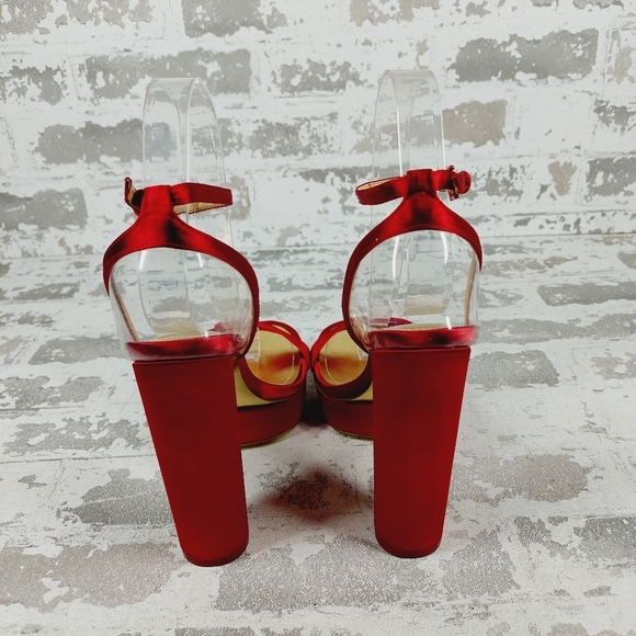 NEW Jessica Rich Red Strappy Buckle Ankle Strap Block Heeled Sandals W671 - Picture 6 of 12